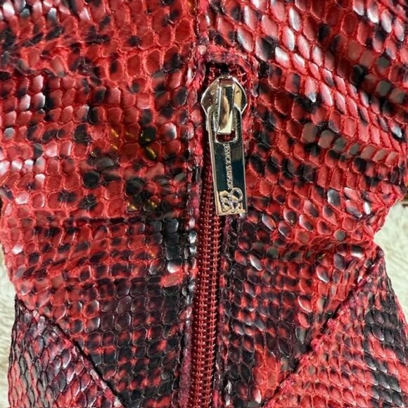 Jessica Simpson Loury Wicked Red Nuevo Stretch Python Textured Faux Leather Boot - Picture 11 of 15